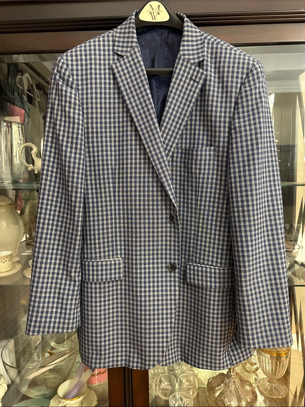 Alan Flusser Blue and Gray Gingham Sport Coat